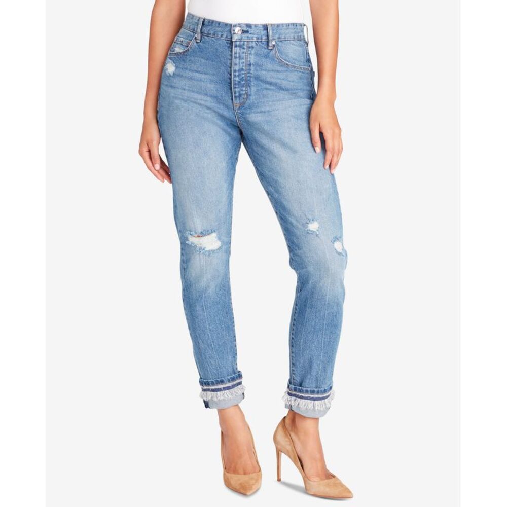 Petite Ripped Cuffed Jeans